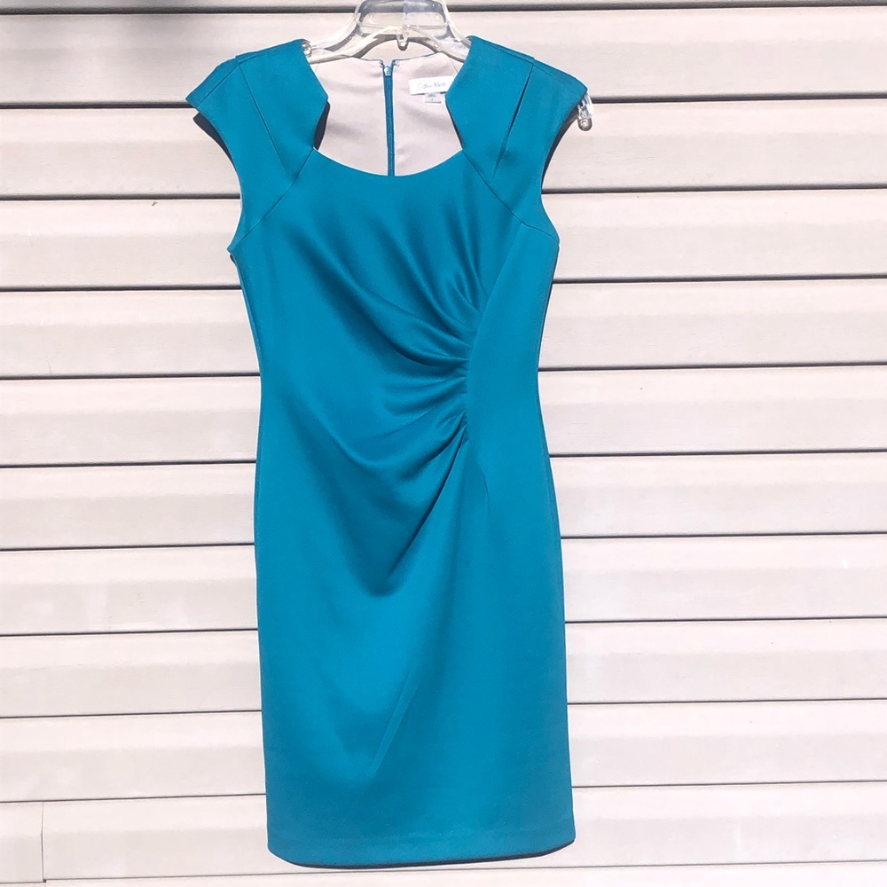 Calvin Klein Cap Sleeved Side Ruched Dress